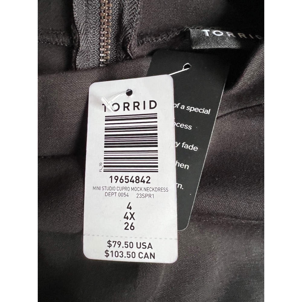 Torrid Black Mini Studio Cupro Mock Neck Dress Pockets Stretch Knit Size 4X NWT - Picture 6 of 6